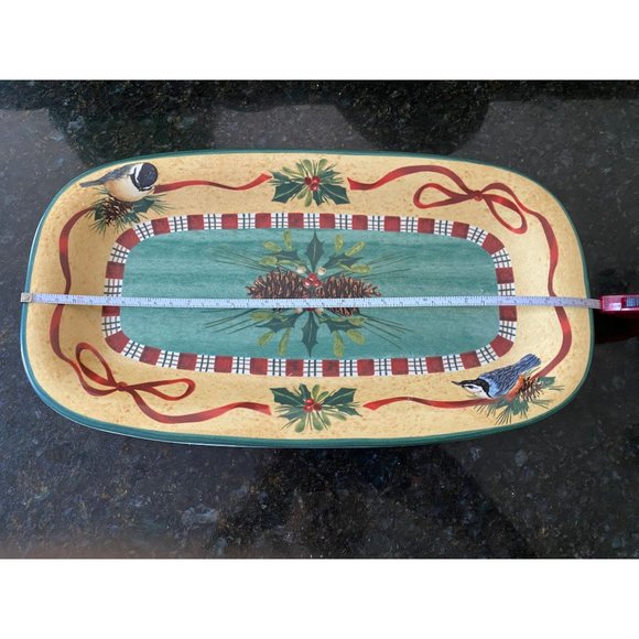 Lenox Winter Greetings 14" Christmas Birds Rectangular Platter - Picture 5 of 7